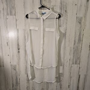 Lamour By NanEtte Lepore White Sleeveless Button-Up Women's Top Size XL
